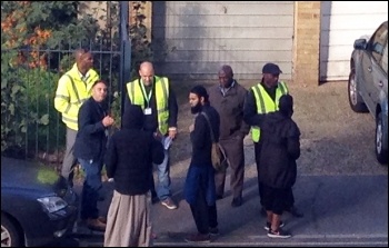 Fred Wigg & John Walsh Towers residents talk to workers, photo Paula Mitchell