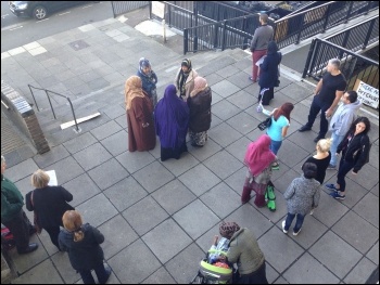 Residents of Fred Wigg & John Walsh Towers defending their homes, photo by P Mitchell