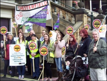 Protesting against school crossing cuts by Derbyshire County Council, photo by E Evans