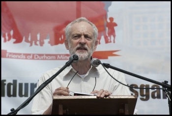 Jeremy Corbyn speaking at the Durham miners' gala, 2015, photo by Paul Mattsson