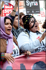 Tens of thousands demonstrated in London against the government's plan to escalate attacks on Syria, photo Paul Mattsson 