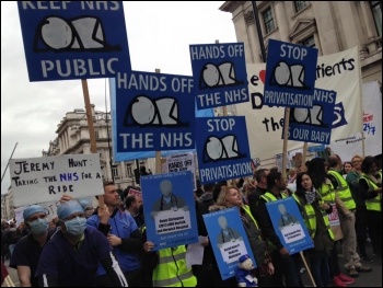 Junior doctors and health workers march against attacks on unsocial hours pay, London, 17.10.2015, photo by Sarah Wrack