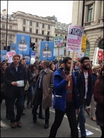 Junior doctors and health workers march against attacks on unsocial hours pay, London, 17.10.2015, photo by Sarah Wrack