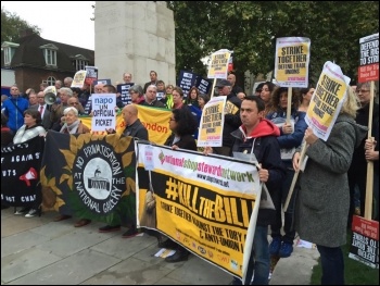Trade Union Co-ordinating Group (TUCG) rally ahead of parliamentary lobby against trade union bill, 12.10.2015, photo by Paul Callanan