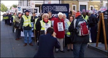 National Pensioners Convention members marching, photo Alison Hill