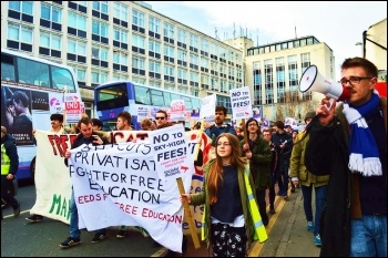 Marching for free education in Leeds, March 2015, photo by Tanis Belsham-Wray