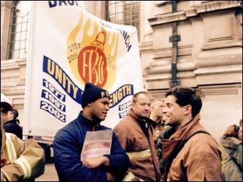 FBU members outside Westminster Central Hall,  2.11.15, photo by J. Beishon