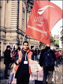 Outside Westminster Central Hall,  2.11.15, photo by J. Beishon