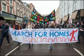 Demonstrators on the London March for Homes, 15.1.2015, photo Paul Mattsson