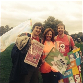 Usdaw members at the Britain Needs A Pay Rise demo, photo Socialist Party