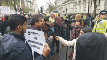 Tamil Solidarity activists protesting against Indian prime minister Narendra Modi's visit to the UK, 12.11.2015, photo Isai Priya