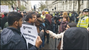 Tamil Solidarity activists protesting against Indian prime minister Narendra Modi's visit to the UK, 12.11.2015, photo by Isai Priya