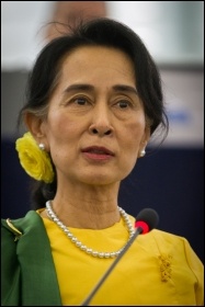 Aung San Suu Kyi, leader of Myanmar's National League for Democracy, photo by Wikimedia Commons (Creative Commons)
