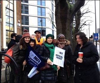 Tech City NUT strike picket, Islington, 8.12.15, photo by Judy Beishon Tech City NUT strike picket, Islington, 8.12.15, photo by Judy Beishon