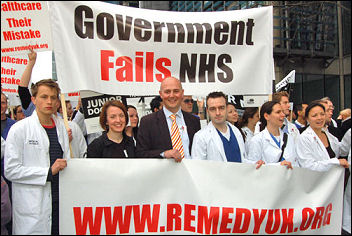 Part of the 12,000 strong protest of junior doctors marching against medical training reforms in 2007. , photo (c) marc vallee, 2007.