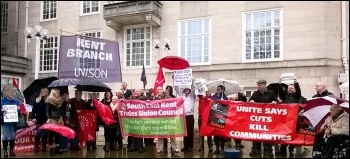 Protesters  demanding a rethink on the threatened closure of four respite and day care centres in Kent , photo by Delia Hazrati