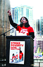 Kshama Sawan, telected for a second time as a socialist councillor in Seattle Kshama Sawan, telected for a second time as a socialist councillor in Seattle