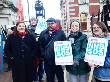 Manchester Socialist Party and Socialist Student members supporting the MRI picket, photo by Manchester SP