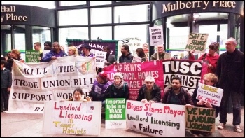 Anti-cuts campaigning in Tower Hamlets, January 2016, photo N Byron