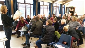 Rachel Holmes addressing the meeting, photo by Martin Powell Davies