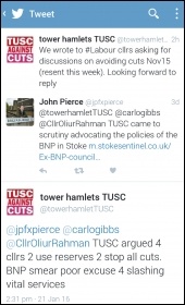 Right-wing Labour councillor smears TUSC, pic Naomi Byron