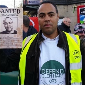 Victimised RMT rep Glen Hart, photo by NSSN