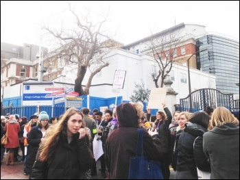 Kings College Hospital picket, doctors' strike. 10.2.16, photo by H Pattison