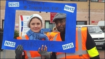 Picketing Homerton hospital, 10.2.16, photo by Claire Laker Mansfield