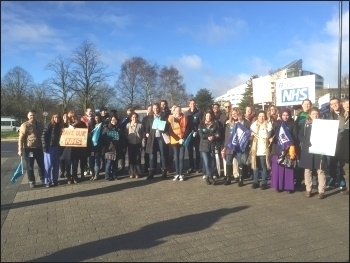 Outside Queen Elizabeth Hospital, Birmingham, 10.2.16, photo by K Greenway