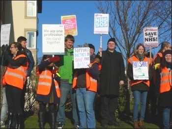 Picket at Cumberland Infirmary, Carlisle, 10.2.16,  photo by Brent Kennedy