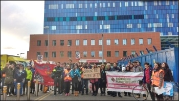 Picketers and supporters at the Royal London hospital, 10.2.16, photo by Naomi Byron