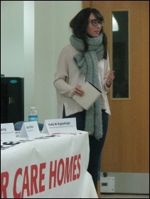 A junior doctor addressing Staines Socialist Party's anti-austerity public meeting, 11.2.16, photo by Paul Couchman