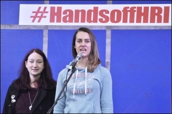 Lianne, Socialist Students, speaking. Huddersfield 27.2.16, photo by Iain Dalton