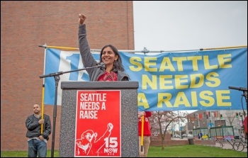 Socialist Alternative's Kshama Sawant has twice won a seat on Seattle's city council, photo Socialist Alternative