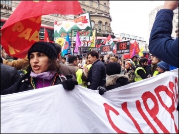 Stop the war on the Kurds, demo assembling in Portland Place, London, 6.3.16, photo Judy Beishon 