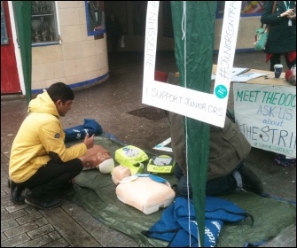 Preparing for a CPR demo, Leytonstone station