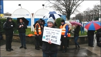 Picket at Northern General Hospital, photo by A Tice