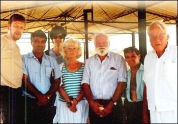 CWI-organised delegation to Israel-Palestine in August 1991. Dave Nellist on the left; Paddy Hill 2nd from right; Ann Whelan, Bridgewater 3 campaign, in the centre
