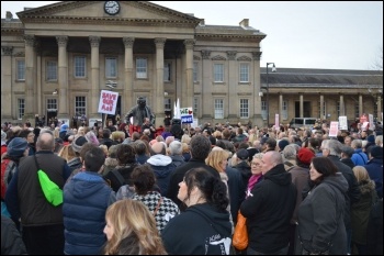 Large demo in Huddersfield to save the A&E, 23.1.16, photo Rosa Curtis