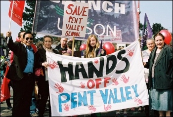 Save Pent Valley school, demo on 2.4.16, photo by Pete Fry
