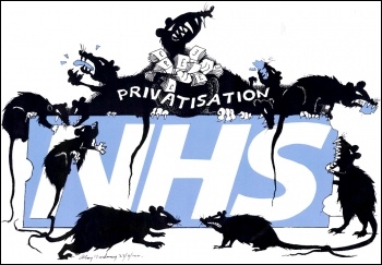 NHS privatisation cartoon, photo Alan Hardman