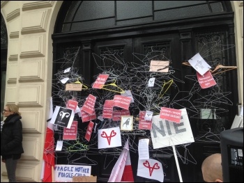 Protest outside the Polish embassy against attacks on abortion rights, 9.4.16, photo Helen Pattison