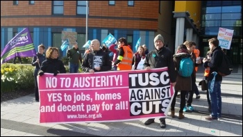 UNISON and TUSC activists in solidarity with junior hospital doctors in Salford, 26.4.16 , photo Paul Gerrard