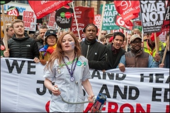 A student nurse marching against austerity, 16.4.2016, photo by Paul Mattsson