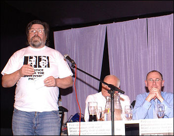 Ricky Tomlinson speaks about the injustice against the Shrewsbury pickets at the Campaign for a New Workers Party  meeting in Liverpool, photo Harry Smith