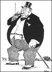 'The subsidised mineowner - poor beggar!' Cartoon from a 1925 trade union magazine, photo Wikimedia (Creative Commons)