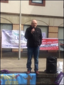 Rob Owen, speaking at Llanelli May Day rally, 30 April 2016