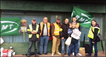 GTR train conductors on strike,  Barnham station, 18.5.16 , photo by Nick Chaffey