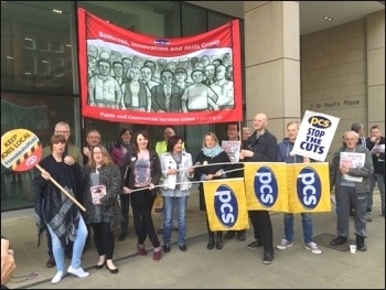 Sheffield: PCS BIS staff strike against office closure , photo by A Tice