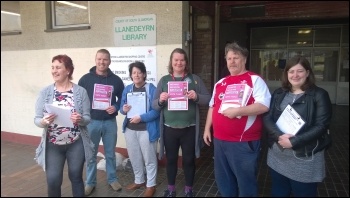TUSC library campaigners in Llanedeyrn in Cardiff, photo by Dave Reid